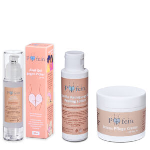 Pflege-Set - Pofein Akut Gel (50ml), Sanfte Reinigung & Peeling Lotion (100ml), Intens Pflege Creme (50ml)